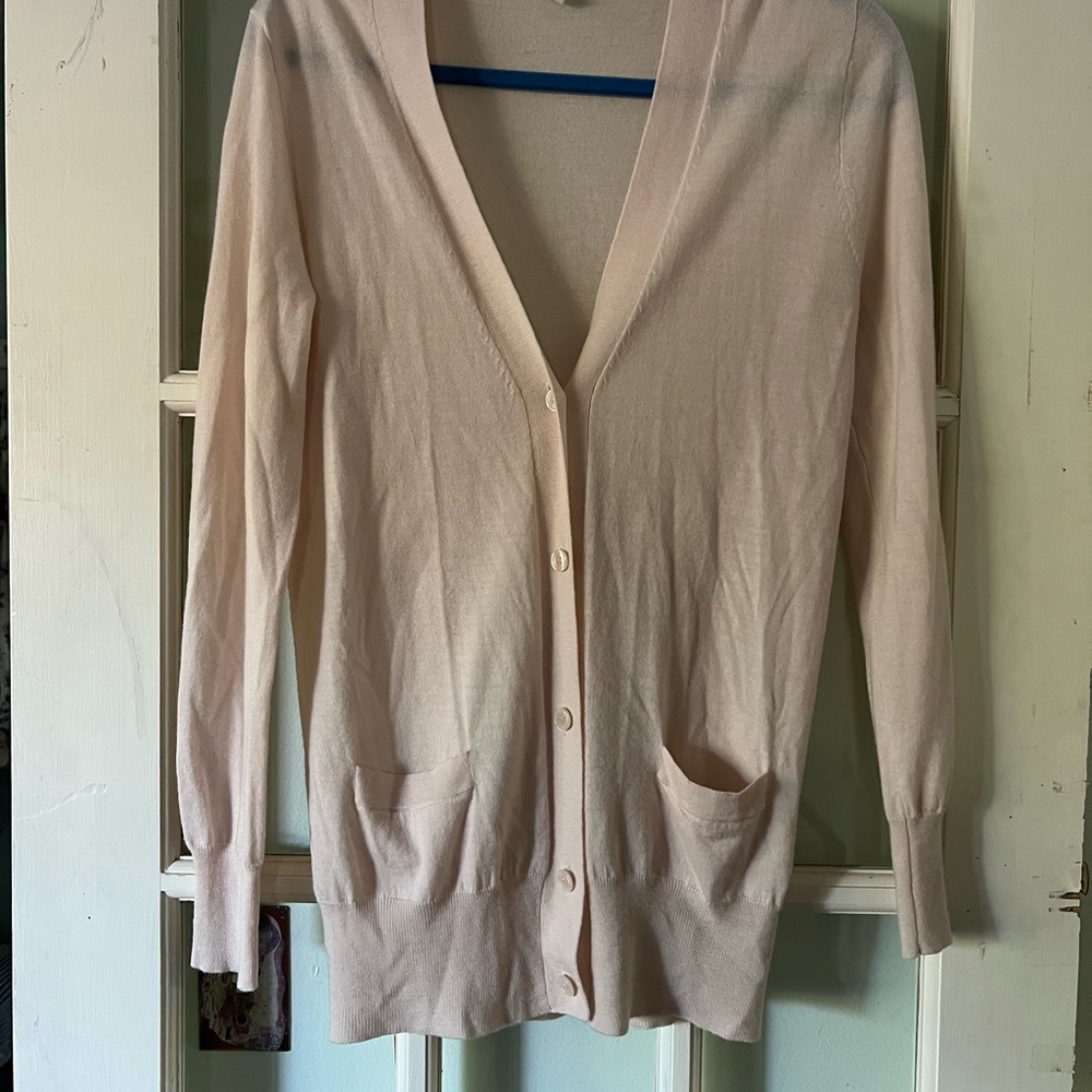 J Crew Merino Wool soft pink Cardigan Sweater